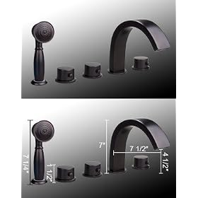 Buy 5 Piece Oil Rubbed Bronze Roman Bath With Hand Held Spout Lavatory Bathroom Tub... by AQUA now!