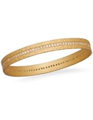 Sterling Silver 14 Karat Gold Plated CZ Eternity Bangle
