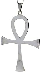Sterling Silver 2 1/2" Polished Ankh Cross Pendant