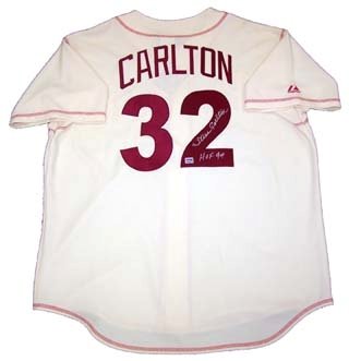 Steve Carlton HOF 94 Autographed/Hand Signed Phillies Jersey (PSA/DNA)