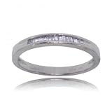 White Gold Wedding Anniversary Ring Baguette Gems Sz=7