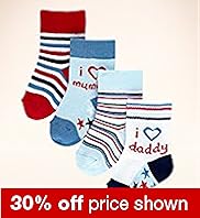 4 Pairs of Cotton Rich I Love Mummy & Daddy Socks