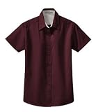 Port Authority - Ladies Easy Care Short Sleeve Shirt Burgundy/Light Stone-S