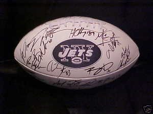 2011 NEW YORK JETS TEAM SIGNED AUTOGRAPHED FOOTBALL MARK SANCHEZ , DARRELLE REVIS COA + HOLOGRAM
