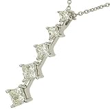 5 Princess Cut Diamond Pendant with Chain 1.48cttw