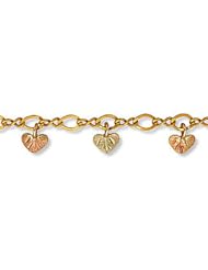 Landstroms Black Hills Gold Ankle Bracelet with Heart-shaped Leaves - B445A