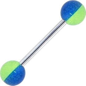 SEAFOAM Glow-N-Dark Barbell Tongue Ring by 