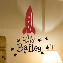 Personalized Bailey's Rocket Wall Decal - Size: 16 Inches High,Colors:1-Dark Blue, 2-Cranberry, 3- Black