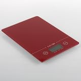 Food Scale, Digital Kitchen Scale with Tempered Glass Surface, Red