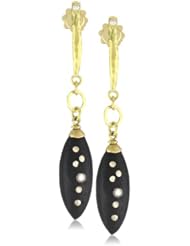 Julieli "Eco" Ebony with 18k Gold and Pure Silver Diamond Long Earrings
