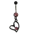 Black Bioplast Belly Ring with Pink Australian Crystals - 14g/5mm ball