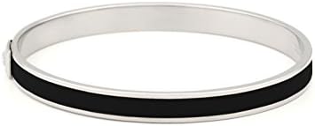 Stowe Street June Solid Bangle Enamel Bracelet 2.50" Gold or Palladium Plated (Black/Silver)
