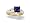 14K Yellow Gold Square Created Sapphire and Diamond Engagement Ring - Size 4