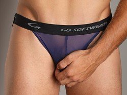 Go Softwear Satin Mesh Jockstrap Navy