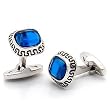 Rhodium Brass Cufflink with Montana Synthetic