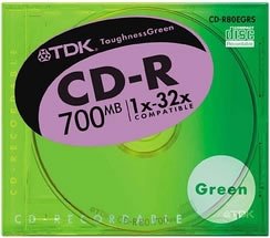｜TDK CD-Rデータ用700MB 32倍速 グリーン 10mm厚ケース入り [CD-R80EGRS]