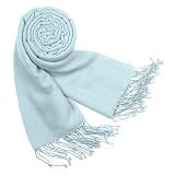 Forzieri Solid Pure Pashmina Fringed Shawl Baby Blue