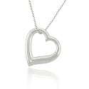 Sterling Silver .925 Genuine Diamond Open Heart Pendant