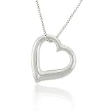 Sterling Silver .925 Genuine Diamond Open Heart Pendant