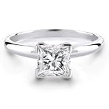 14k White Gold Princess Cut Solitaire Diamond Engagement Ring Band (HI, I1-I2, 0.50 carat)