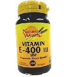 Vitamin E-400 IU Synthetic Softgels, By Natural Wealth - 100 Softgels