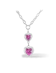 Sterling Silver,Lab- Created Pink Sapphire and Diamond Accent Heart Pendant