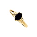 14K Yellow Gold 7 x 5 MM Oval Shaped Onyx Cabochon Ring
