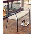 2 SEATER STEEL GARDEN BENCH + CUSHION. FULLY ASSEMBLED