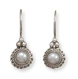 Oxidized Cultured Freshwater Pearl Earrings with Rope Edge