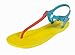Ian! By Soda Jelly Flat Thong Ankle Strap Sandals in Salmon Yellow Colorblock