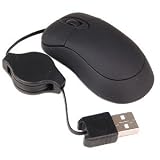 3-Button USB Mini Optical Mouse w/Retractable Cord (Black)
