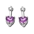 14kt White Gold Heart Shaped Amethyst and Diamond Earrings
