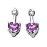 14kt White Gold Heart Shaped Amethyst and Diamond Earrings
