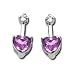 14kt White Gold Heart Shaped Amethyst and Diamond Earrings