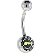 100 Casino Chip Logo Inlay Steel Belly Ring