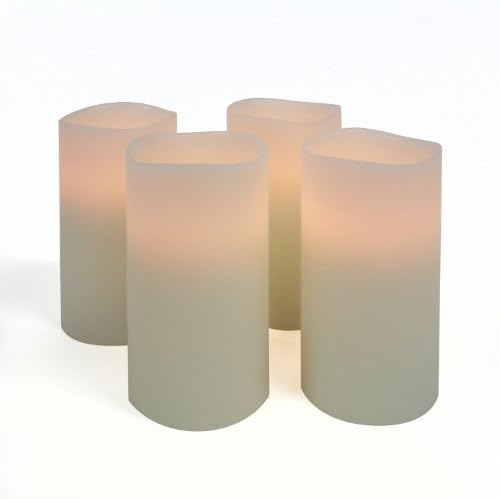 Set of 4 Ivory Wax Flameless Candles with Timer - 3" x 6"