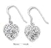 Sterling Silver Scroll Design Earrings Heart Shaped CZs