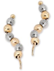 The Ear Pin 10k White and Yellow Gold Beaded Earrings