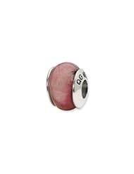 Sterling Silver Pink Serpentine Stone Charm