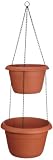 Plastia 18085330003 Blumenampel Siesta Duo mit Dochtbew&auml;sserung 25, 30 cm + Kette, Farbe terracotta
