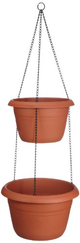 Plastia 18085330003 Blumenampel Siesta Duo mit Dochtbew&auml;sserung 25, 30 cm + Kette, Farbe terracotta