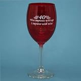 40 - Age Improves Wine Glass - Funny 40th Birthday Gift - Made in USA