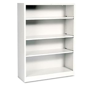 HON S48ABCQ 34-1 2 by 12-5 8 by 47-Inch Metal Bookcase with 4 Shelves, Light Gray by Hon