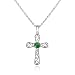 Jewelry : Sterling Silver Simulated Emerald Cross Pendant by Cheline, 17-19'