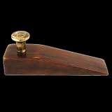 Door Wedge Brown Hardwood, Door Wedge Brown Walnut Finish Antique Br. Knob