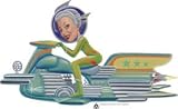 Retro Rocket Space Girl Sticker