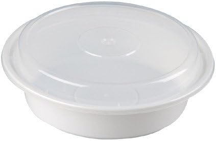 Reusable Microwaveable Food Storage Containers - Pack of 10 Stackable Bento Lunch Boxes with Lids, Freezer and Dishwasher Safe - 24oz Round - White -By Homeryware