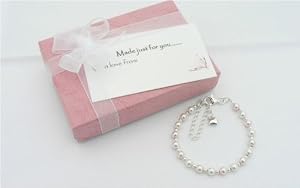 Pink Pearl and Sterling Silver Christening Bracelet