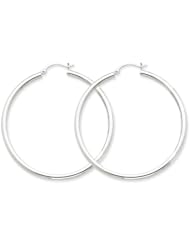 2.5mm, 14K White Gold Classic Hoop Earrings, 55mm (2 1/8")