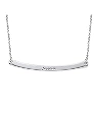 Personalized Sterling Silver Horizontal Bar Necklace - Custom Made with Any Name! Free engraving!